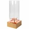Schlittler - Round Glass Hurricane Lamp W/Wood Base Copper