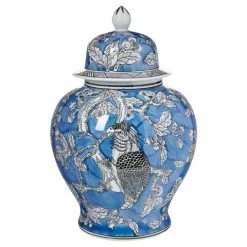 Florabelle - Cockatoo Ginger Jar With Lid Small Blue & White