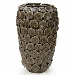 Lena Ocean - Ceramic Vase W/Circular Discs Small Olive 31cm