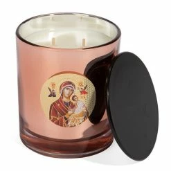 Candle Bar - Religious Icon Candle With Lid Large Rose Gold